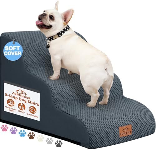 Zerbuger Dog Ramp and Stairs for Bed, Dark Grey 3 Steps 16" H by Zerbuger