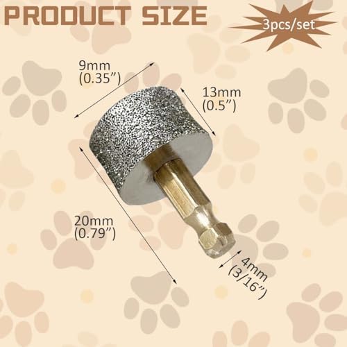 Dog Nail Grinder Head Bits 3PCS, Diamond Rotary Nail Grinder Bits - Image 4