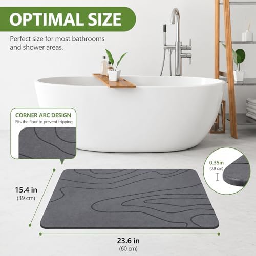 Stone Bath Mat – Non-Slip Diatomaceous Earth Shower Mat, Super Absorbent & - Image 3