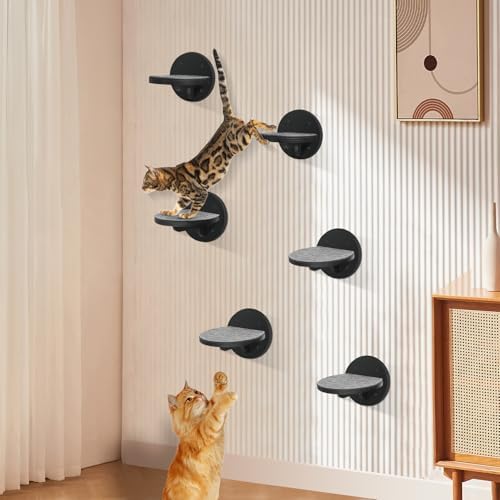 Cat Wall Shelves Furniture Set of 6, Wooden Cat Steps for - Image 6