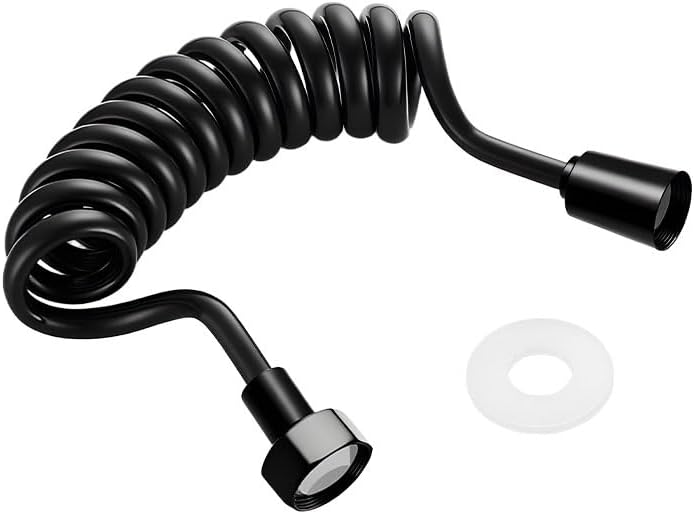 Black, Shower Hose with Telescopic Spring and Water Hose Tape by Unknown