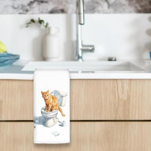 Funny Orange Cat Bathroom Hand Towels, Gifts - Image 4