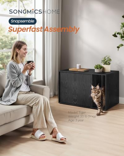 SONGMICS HOME Cat Litter Box Enclosure, Tool-Free Assembly - Image 2