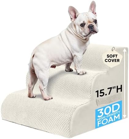 PAWSCRAT 3-Step Pet Stairs for High Beds & Sofas, 15.7''H Dog Stairs by PAWSCRAT
