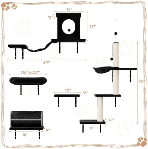 NUNU LAB 14-in-1 Cat Wall Shelves, Wall-Mounted Cat Climber Set - Image 6