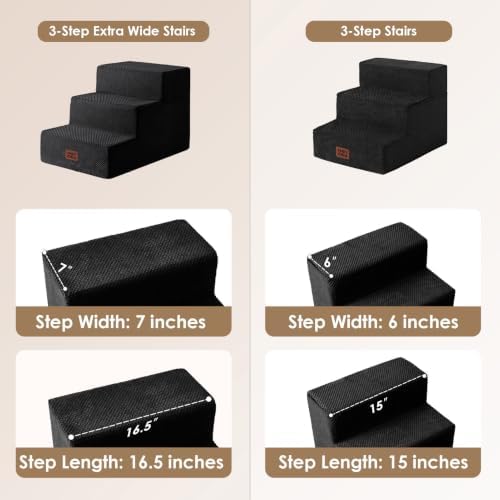 EHEYCIGA Dog Stairs 13.5" H, 3-Step Extra Wide Dog Steps - Image 2