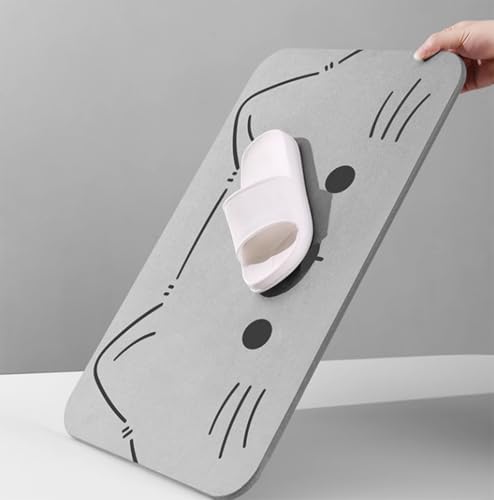 Cute Cat Stone Bath Mat, Non-Slip Diatomite Stone Shower Mat - Image 5