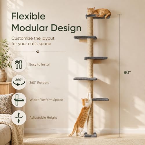 80-Inch Wall-Mounted Cat Tree - Image 3
