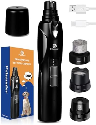 Petsaunter Dog Nail Grinder, 2-Speed and LED Light, Touch-Switch, Quiet and by PetsaunterOfficial
