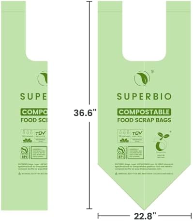 SUPERBIO 13 Gallon Handle Tie Compostable Food Waste Bags, 2 Pack - Image 6