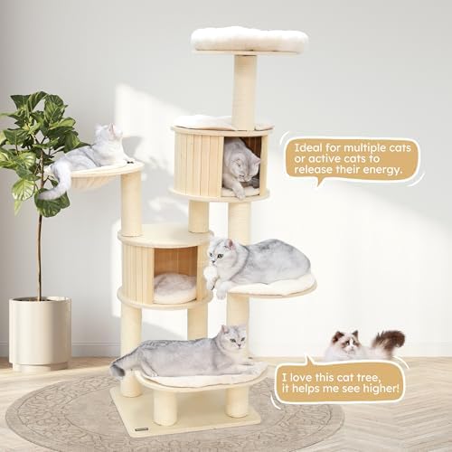 NUNU LAB 69’’ Modern Cat Tree for Large Cats, Wood Cat Tree Tower - Image 6