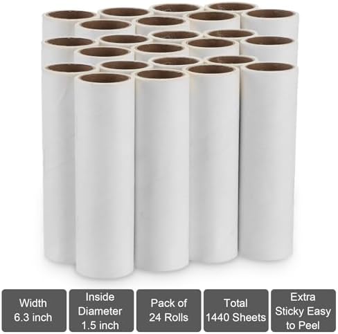 6.3 inch Wide Lint Roller Refills, Value Pack 24 Rolls Extra Sticky Lint - Image 5