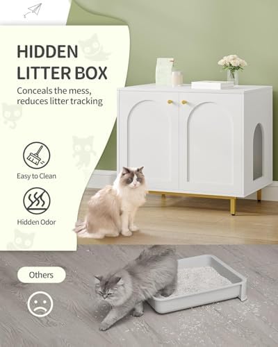 Hzuaneri Cat Litter Box Enclosure, Hidden Litter Box Furniture, Sisal Mat - Image 7
