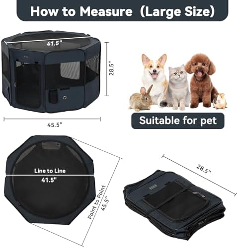 PETSFIT 45.5" Dog Playpen with Dual Zipper Doors - Image 5