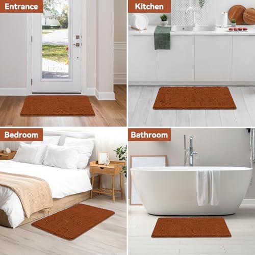 Bcoimo Bath Rug Mat, 36x24 Chenille Extra Soft Burnt Orange Bathroom Tub Mat - Image 6