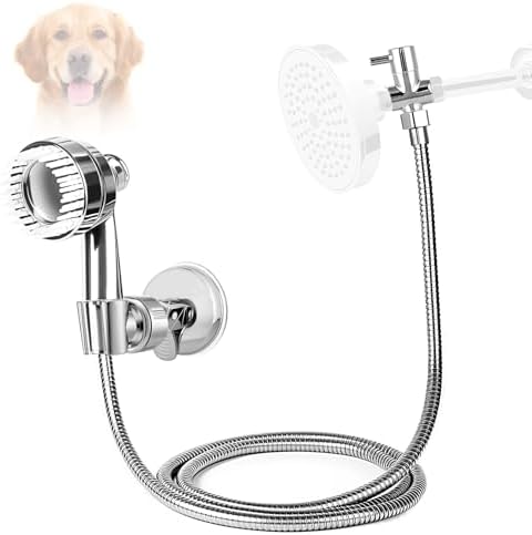 Pet Shower Attachment with 8.2ft Hose & Silicone Brush，Three modes Dog Bathing by Unknown