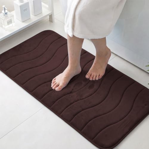 Flamingo P Brown Bath Mat 47x17 Extra Long Quick Dry Washable by FlamingoP