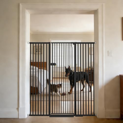 Lumizone Extra Tall Cat Gate 55.12" High 29.92"-59.44" Wide Pet Gate Black by Lumizone