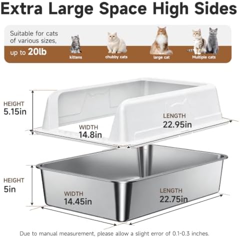 High-Sided Stainless Steel XL Cat Litter Box - Image 2