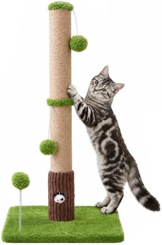 Woochpet Funny Cat Scratching Posts Sturdy Scratcher Posts 33'' Green by WOOCHPET