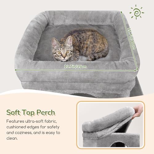 Globlazer Heavy Duty Cat Tree for Indoor Cats Large Adult, Light Grey - Image 2