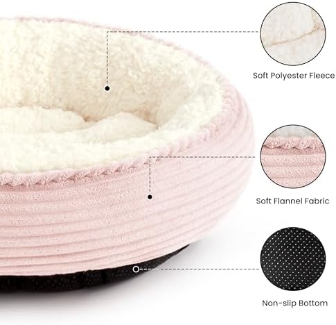 Love's cabin Round Donut Cat and Dog Cushion Bed, 20in Pet Bed - Image 2