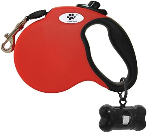 16 ft Retractable Dog Leash for Large Dogs up to 44 lbs, Tangle-Free Nylon Tape by CROWN+PAWS