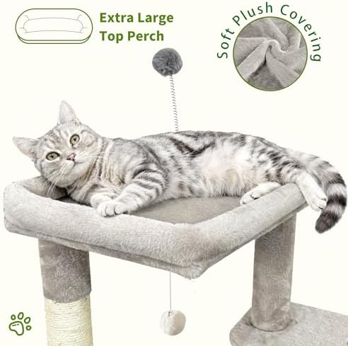 48" Cat Apartment Cat Tree, 3 Cozy Cat Condos, Light Gray - Image 3