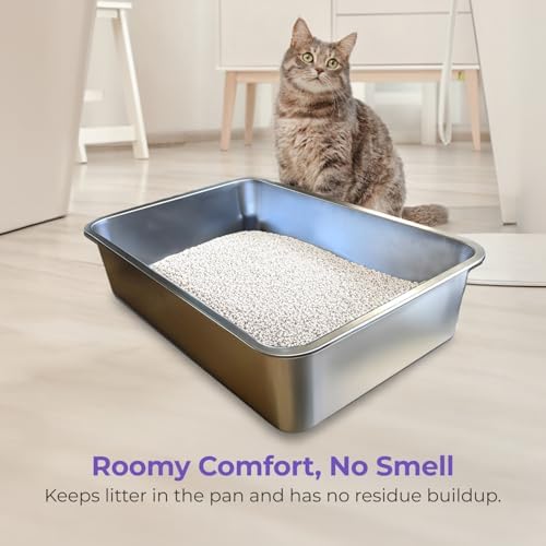 iPrimio Stainless Steel Cat Litter Box, XL 23.5" x 15.5", Nonstick Coated - Image 6
