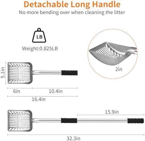 Yangbaga Metal Cat Litter Scoop, Detachable Long Handle Litter Scooper - Image 2