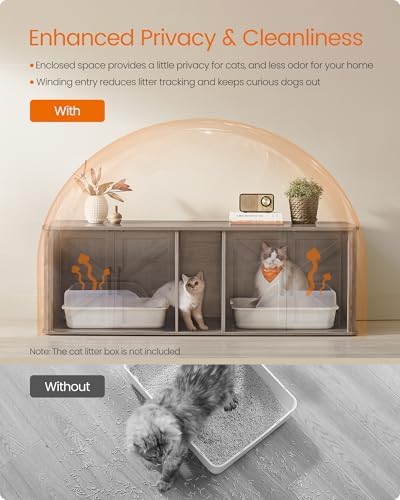 Feandrea Double Cat Litter Box Enclosure, Furniture Hidden - Image 6