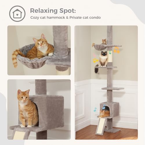 PEQULTI Floor to Ceiling Cat Tree, Adjustable 83-108in 5-Level Tower - Image 6