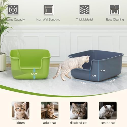 Vealind Large Cat Litter Box High Sides Side Low Entry Litter Box - Image 4
