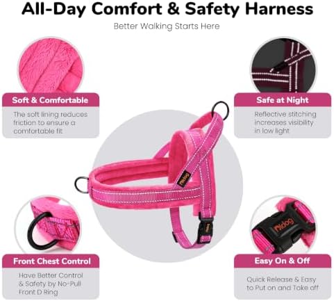 Didog No Pull Dog Harness for Large Dogs, Soft Flannel Padded, Hot Pink - Image 5