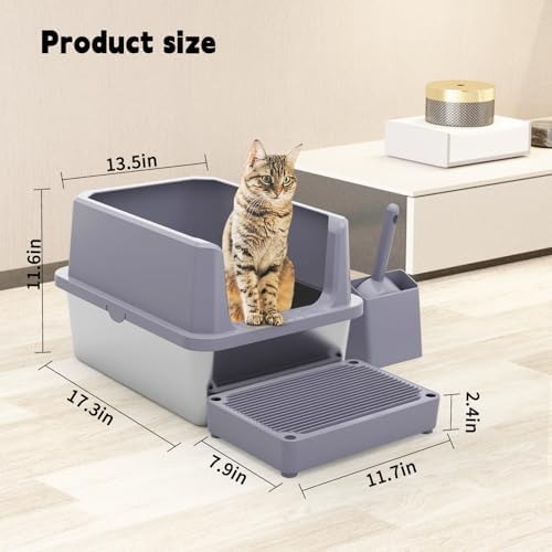 RIZZARI Cat Litter Box Non-Porous: Open High Sides - Image 2