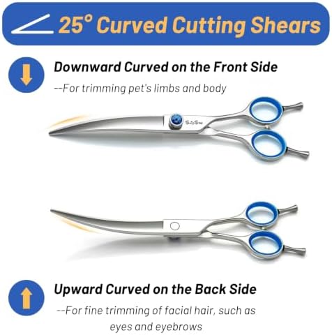 7.5" 25° Curved Dog Grooming Scissors, VG10 Steel Sharp Pet Shears - Image 4