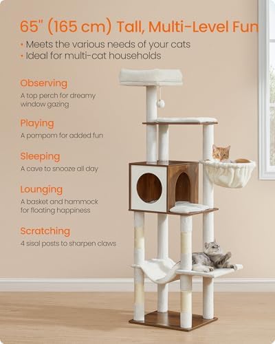 Feandrea Cat Tree, 65-Inch Tall Cat Tower - Image 3