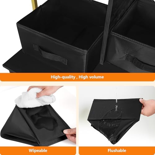 Dwanton Cat Litter Box Enclosure, 2 Storage Shelves and 2 Drawers - Image 7