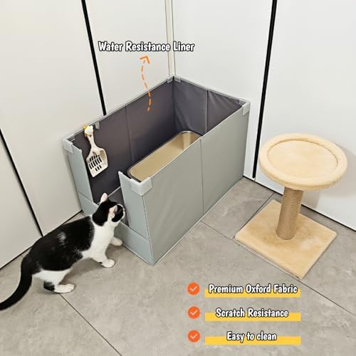 Extra Large Cat Litter Box Enclosure, Keep Dogs Out, Open Top High Side - Image 4