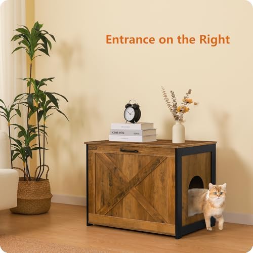 Dwanton Cat Litter Box Enclosure, Hidden Litter Box Furniture, 27.6 Inches - Image 2