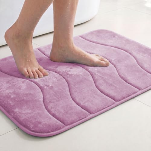 Flamingo P Lilac Bath Mat 17x24 Quick Dry Washable Soft Memory Foam by FlamingoP