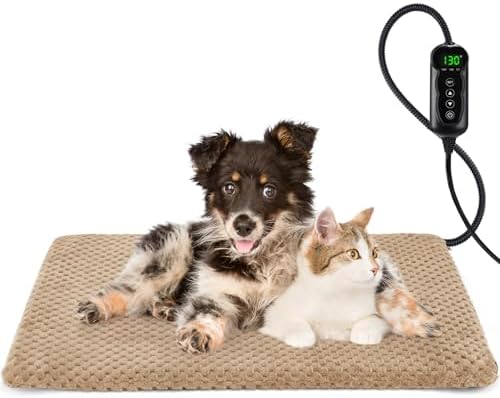 INVENHO Heated Dog Bed, Waterproof Adjustable Temperature Dog Cat Heating Pad by INVENHO