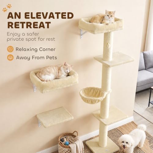 PawHut Cat Wall Shelves for Indoor Kittens Climbing Sleeping - Image 5