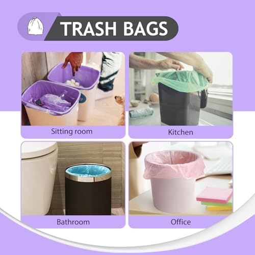 Teivio Medium Colorful Trash Bags 8 Gallon 80 Count Kitchen Garbage Bags - Image 5