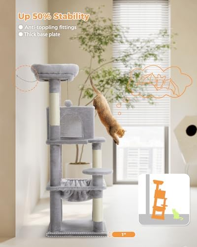 MUTTROS 45.7" Cat Tree with Hammock, Condo & 4 Sisal Posts - Image 3