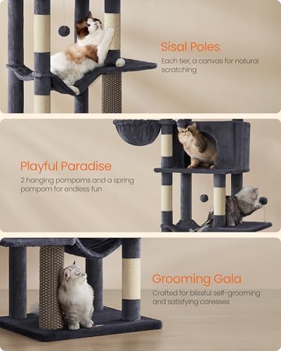 Feandrea Cat Tree, 69-in Large Cat Tower, Dark Gray - Image 6