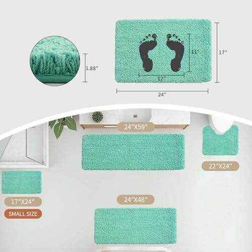Disolla Mint Green Bathroom Rugs 17x24, Non-Slip Plush Small Bath Mat - Image 2
