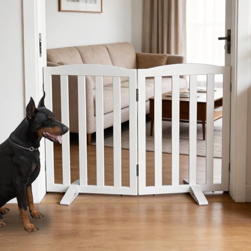 Freestanding Dog Gate Indoor, Doggie Gate Foldable Dog Gates by SFJC