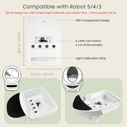 90 Pack Cat Litter Box Robot Model 5/4/3 Waste Bags, Tear Resistant, Transparent - Image 2