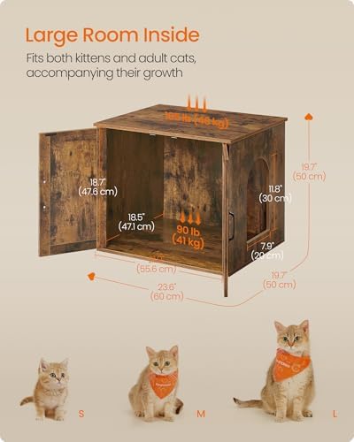 Feandrea Cat Litter Box Enclosure, Indoor Pet House End Table - Image 5